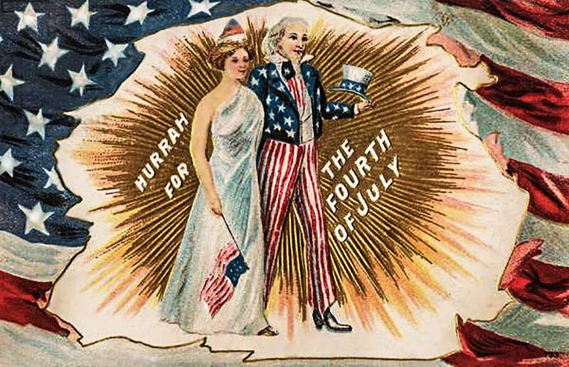 Lady Liberty &amp;amp; Uncle Sam

Unknown artist for the postcard
