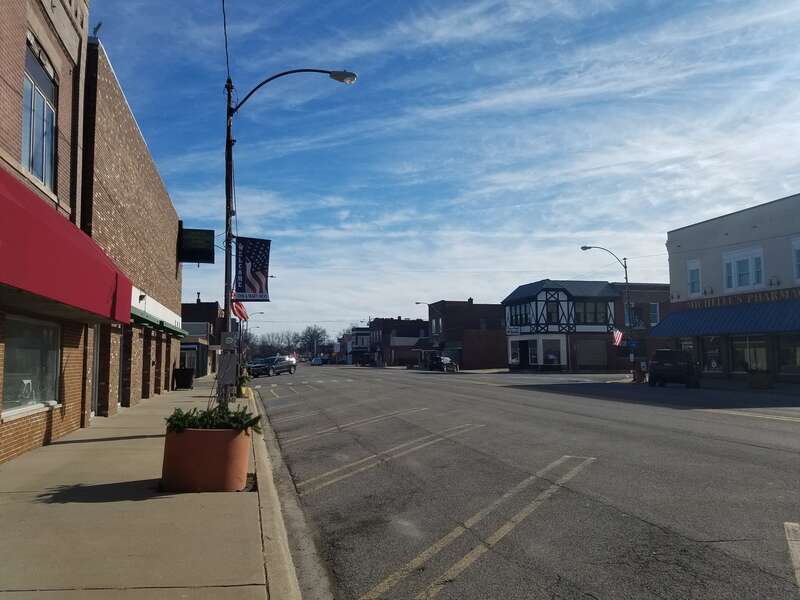 A downtown image of Gillespie, IL