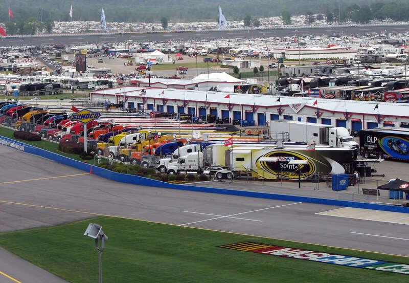 The Sprint Cup haulers and garage area
