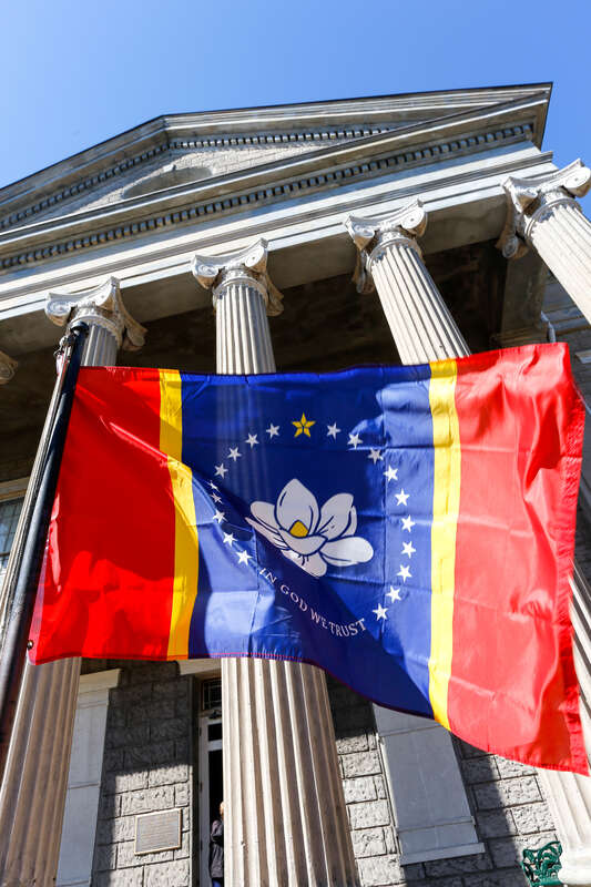 Mississippi state flag at the Old Courthouse, Vicksburg