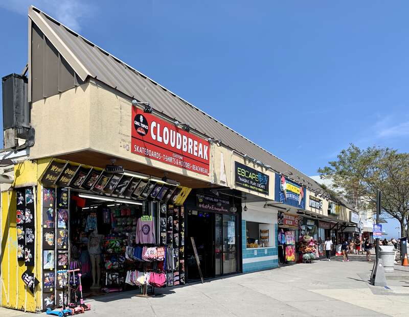 Shops along Rehoboth Avenue in Rehoboth Beach, Delaware.