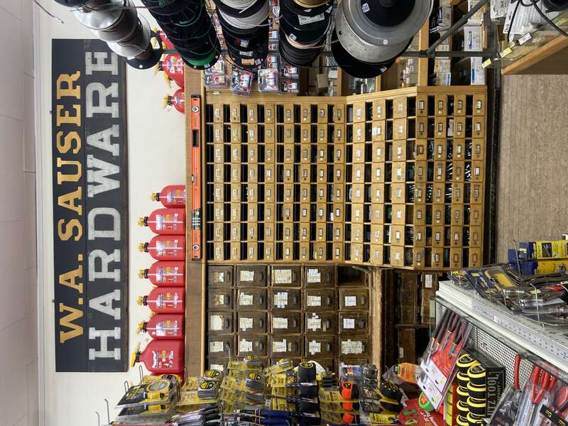 Bolt, nut, nail organizer boxes/bins
W.A Sauser Hardware
Established in 1909
229 5th St. SE

Pine City, Minnesota, USA