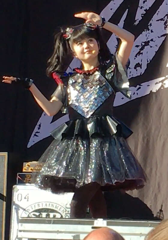 Yui &quot;Yuimetal&quot; Mizuno performing &quot;Megitsune&quot; on 6/25/17 at the Ford Amphitheater in Nampa, ID, while on the Babymetal US Tour 2017.