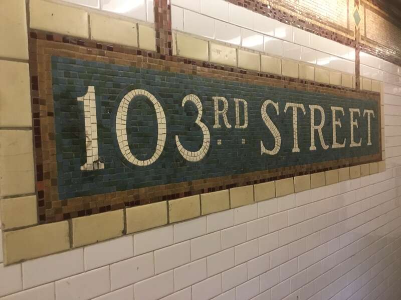 Mosaic name tile for the 103rd Street Station