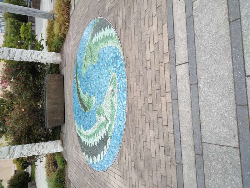 Art on circle at Garden of Surging Waves, Astoria, Oregon