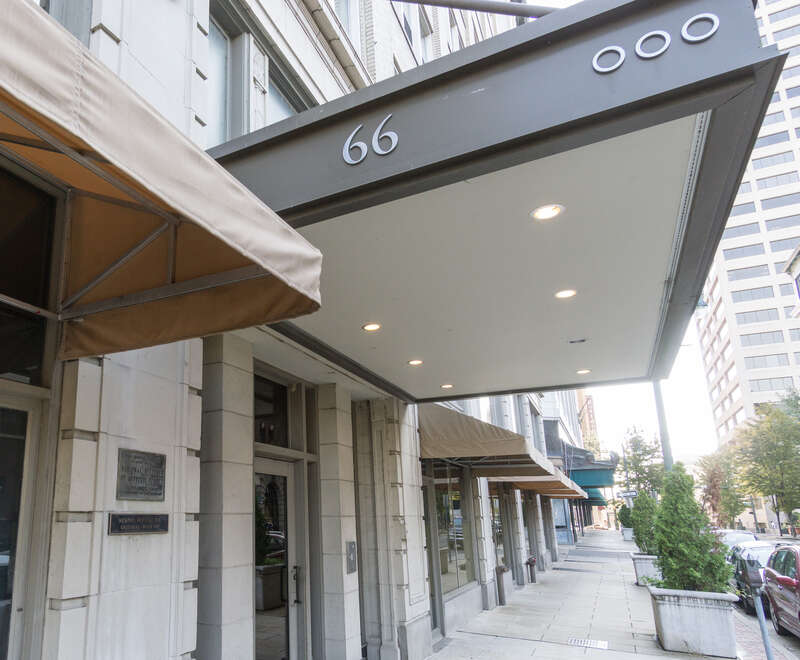 Shrine Building awning and NRHP plaque. Memphis, TN.