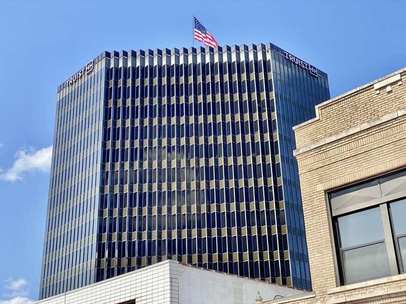 Built in 1976, this Modern International-style skyscraper was designed by Willis, Morris, Crain and Anderson, and was originally a commercial office building known as One Valley Square, later being known as the BB&amp;amp;T Square Building.  The building