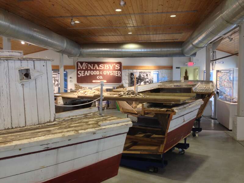 An image of an exhibit inside of the Annapolis Maritime Museum. The museum was origianlly founded in 1986 as the Eastport Historical Society. It was renamed the Annapolis Maritime Museum in 2000. It is located inside the McNasby Oyster Packing Co.