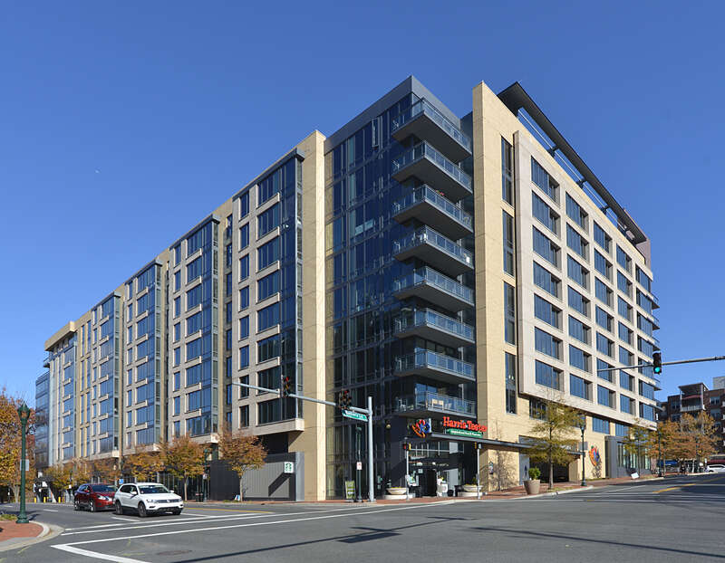 The Harris Teeter grocery store on the first floor of the Flats 8300 building. One the corner of Battery Ln and Woodmont Ave. 4805 Battery Lane, Bethesda, Maryland 20814.