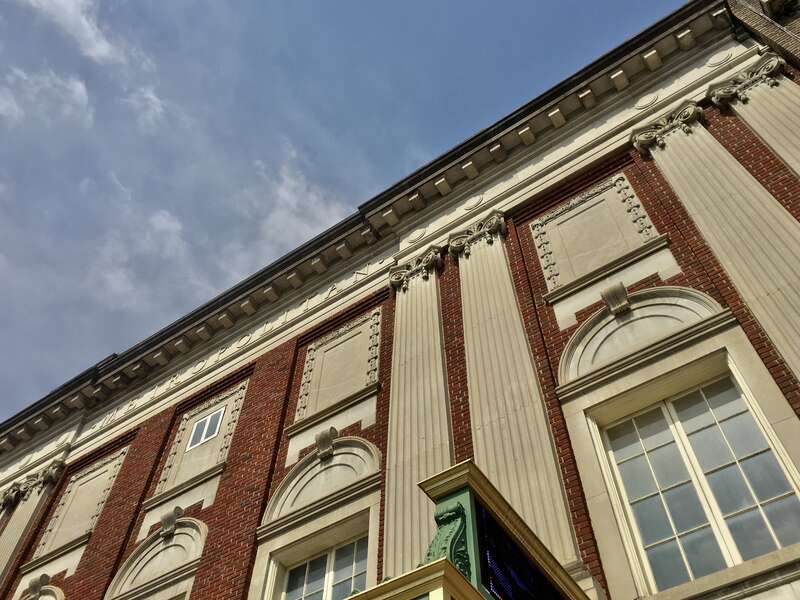 The Metropolitan Theatre in Morgantown, West Virginia as seen from street level, May 2020.