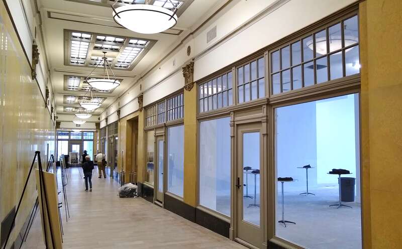Interior arcade in the renovated Montgomery Building, as seen in December 2018.