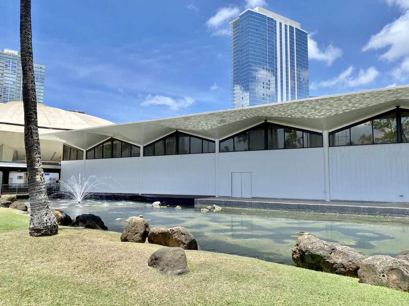 Completed in 1964, this Modern convention center was designed by Merril, Simms &amp;amp; Roehrig as part of a larger cultural and convention complex known as the Honolulu International Center until 1976, when it was renamed in honor of former Honolulu