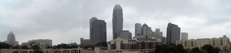 Looking east from Hearn Place and Graham Street towards Uptown Charlotte.