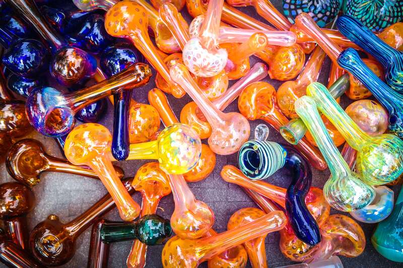 Drug paraphernalia for sale at the Saturday Market in Eugene, Oregon