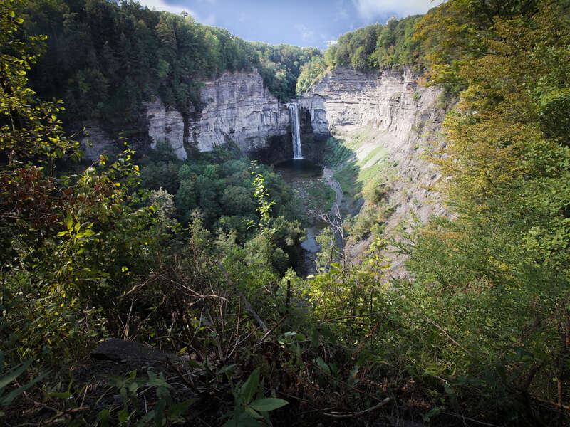 500px provided description: View of the wonderful Taughannock fall by an observation point [#Nature ,#Fall ,#Forest ,#Wood ,#Water ,#Waterfall ,#NY ,#Ithaca ,#New York State]