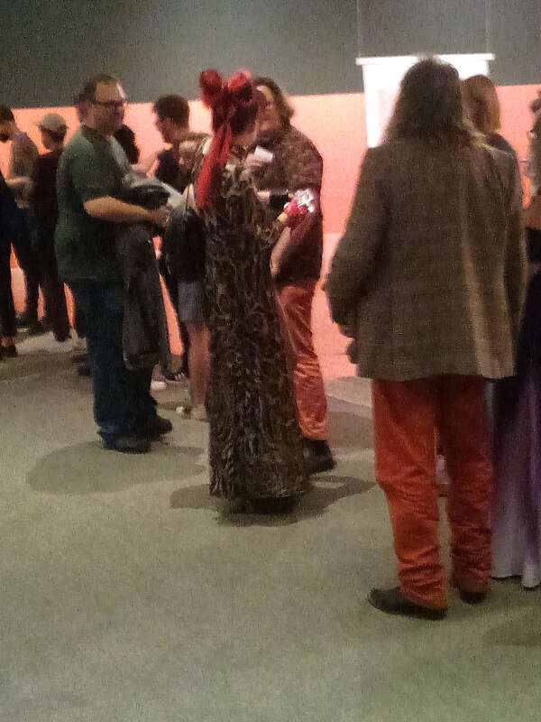 Vera Drew handing out stickers, 2023-07-15