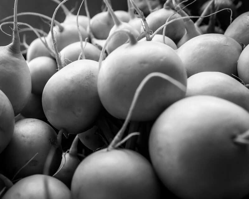 White radishes at the Saturday Market in Eugene, Oregon
