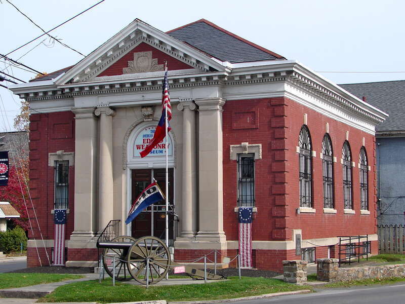 Bank building, built 1908, now the Museum of Edged Weapons, in Intercourse, Pennsylvania