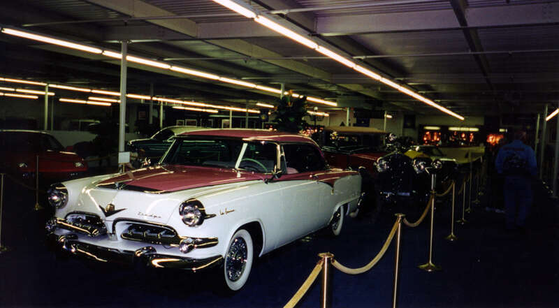 I am visiting the Imperial Palace's car collection, where I can see many extremely unusual cars, most of which are actually for sale.
Here is the ultimate in 1950s marketing: a Dodge Custom Royal Lancer coupe, offered in colors, upholstery, and