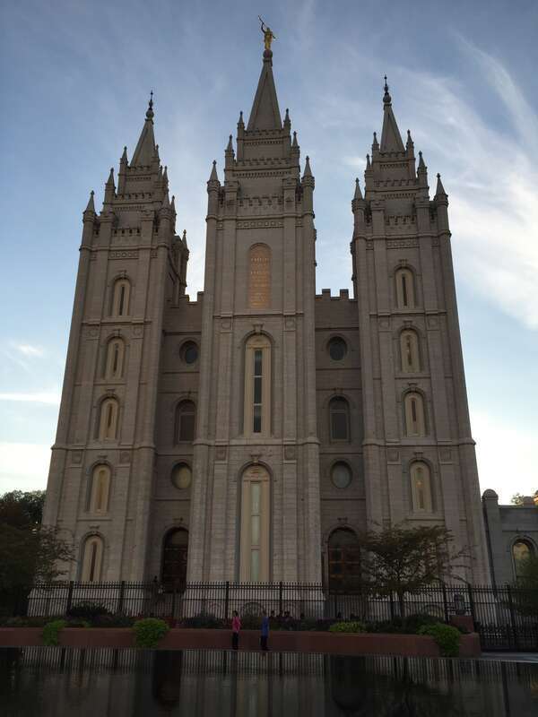 East side of the Salt Lake Temple of the Church of Jesus Christ of Latter Day Saints (Mormon Church) in Salt Lake City, Utah