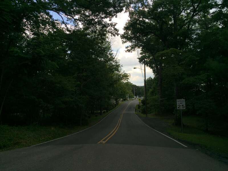 View east at the west end of Virginia State Route 263 (Orkney Grade) at Shrine Mont Circle in Orkney Springs, Shenandoah County, Virginia