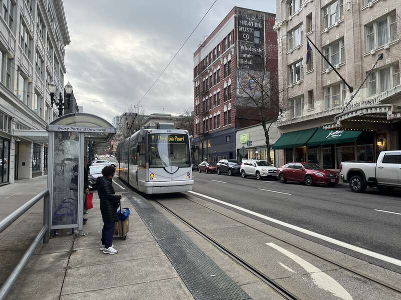 Car 009 of the Portland Streetcar system on the A loop service.