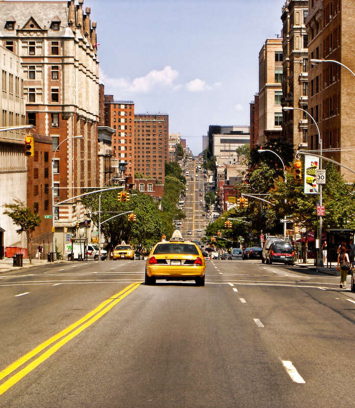 View of Amsterdam Avenue looking north from the Columbia University