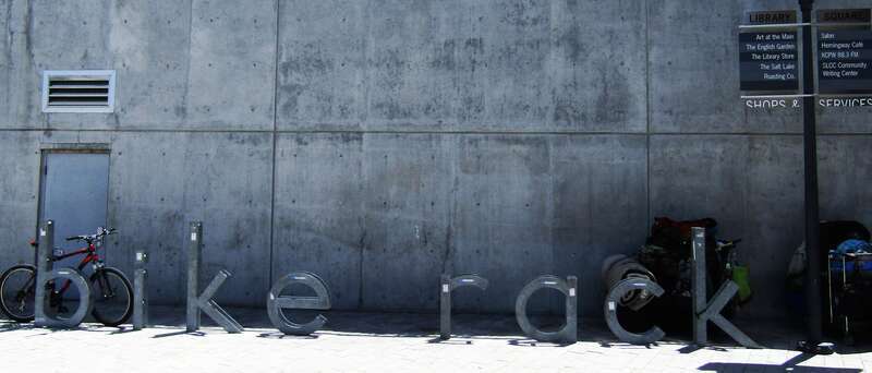 Bicycle rack at the Salt Lake City Public Library.