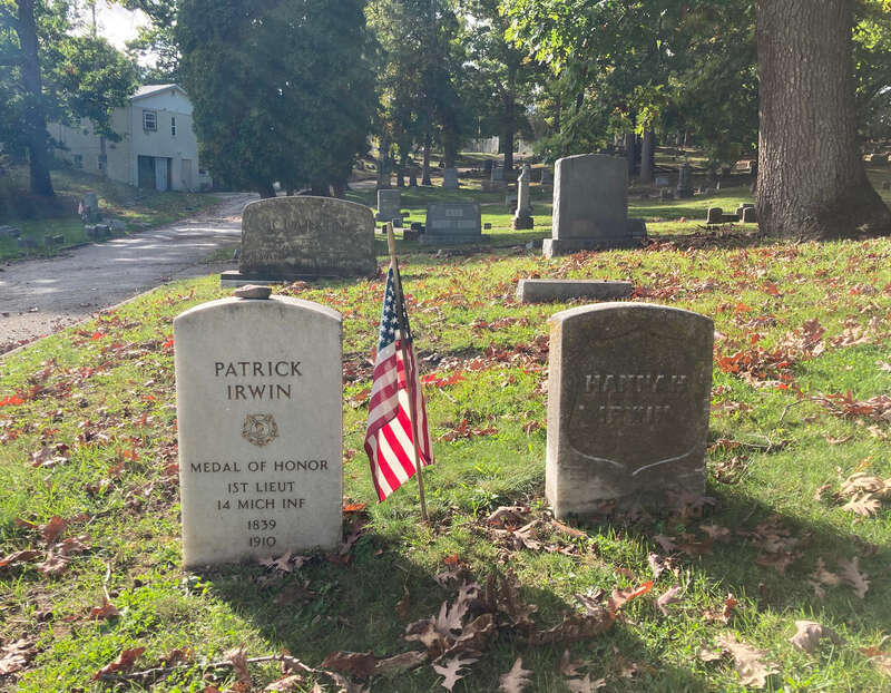 Grave of Patrick Irwin (1839–1910) at St. Thomas Cemetery, Ann Arbor, MI