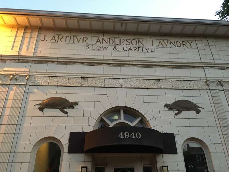 Beaux Arts style building that once housed a laundry.