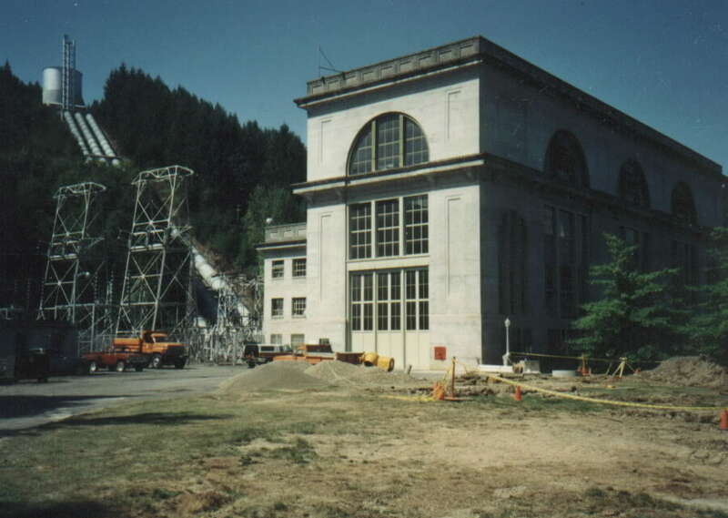 Lake Cushman Penstock and power house along Highway 101 near Shelton, WA