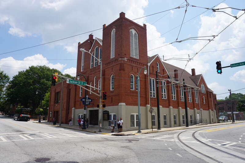 The Historic Ebenezer Baptist Church Heritage Sanctuary at the Martin Luther King Jr. National Historic Site in Atlanta, Georgia (United States).