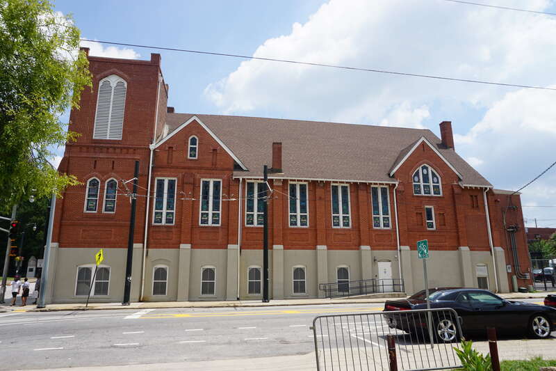 The Historic Ebenezer Baptist Church Heritage Sanctuary at the Martin Luther King Jr. National Historic Site in Atlanta, Georgia (United States).