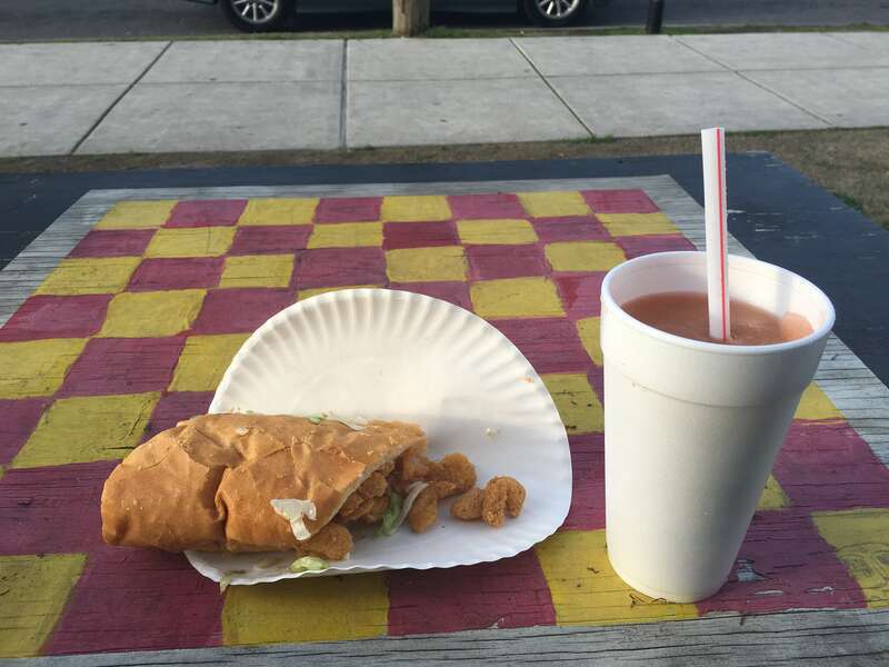 Shrimp Po'Boy and WTF Daiquiri from Gene's, New Orleans.