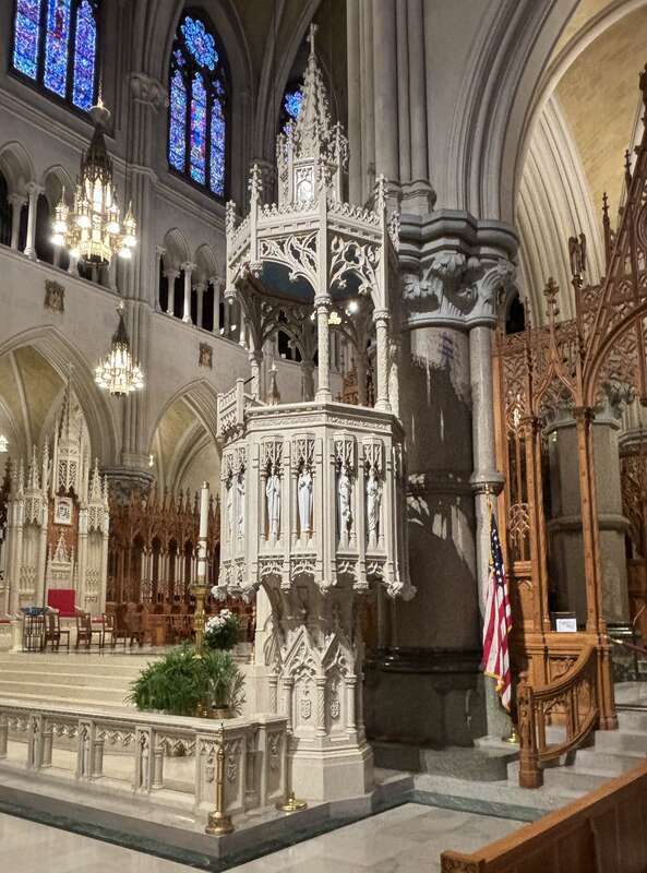 The pulpit in the Cathedral Basilica of the Sacred Heart in Newark, New Jersey.