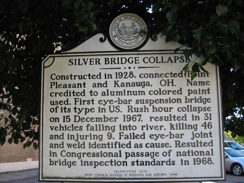 Silver Bridge Collapse Signage