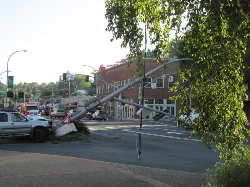 Didn't make the curve. When I got there, the street had been closed for a while.  According to radio, no injuries however.  Life in the fast lane.