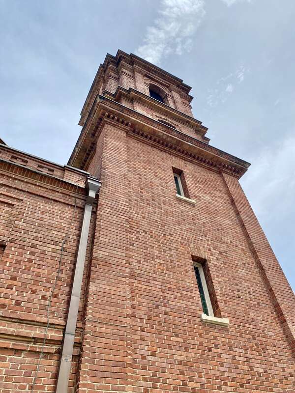 Built in 1905, this Spanish Baroque Revival-style church was designed by Rafael Gustavino and Richard Sharp Smith to serve as the St. Lawrence Roman Catholic Church, serving catholics in the city of Asheville.  The building features a red flemish