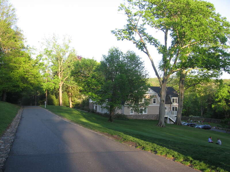 A gambrel roofed building on the campus of The Gunnery school in Washington, Connecticut, USA.