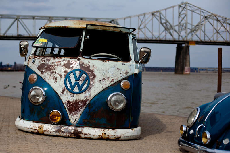 500px provided description: Classic VWs at Water by the Bridge [#water ,#river ,#bridge ,#bus ,#vw ,#waterbythebridge]