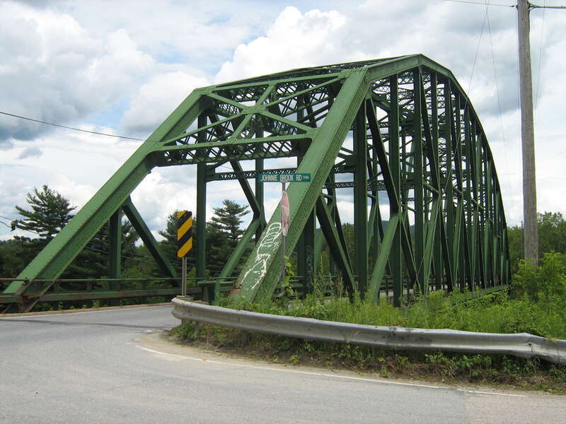 Through-truss road bridge carrying US Route 2 across the WInooski River in Richmond, Vermont. Listed on the National Register of Historic Places.