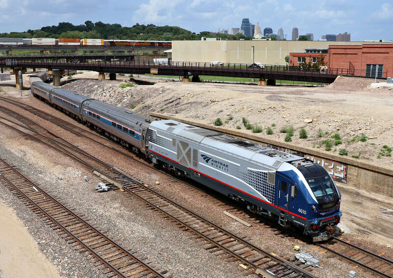 Amtrak 4610(SC-44) is leading the Missouri River Runner into Santa Fe Junction to turn around to head back to Kansas City's Union Station seen from the 27th Street bridge to Nowhere west of Southwest Blvd in Kansas City, Missouri.
Photo Taken: