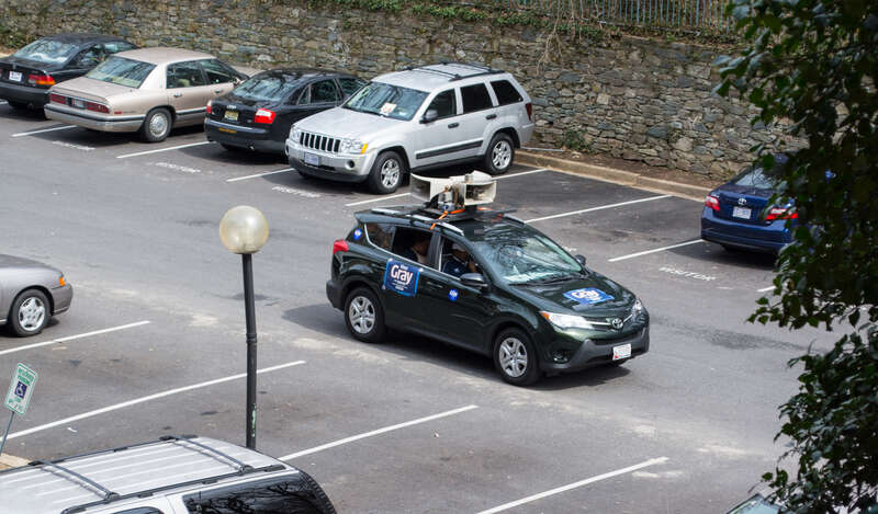 Electoral campaigning on March 22, 2014, in Washington, D.C., for the April 1, 2014, primary election.  The Vincent Gray campaign is receiving lots of advice and help from Ward 8 Councilmember Marion Barry -- and was told to use soundtrucks to drive