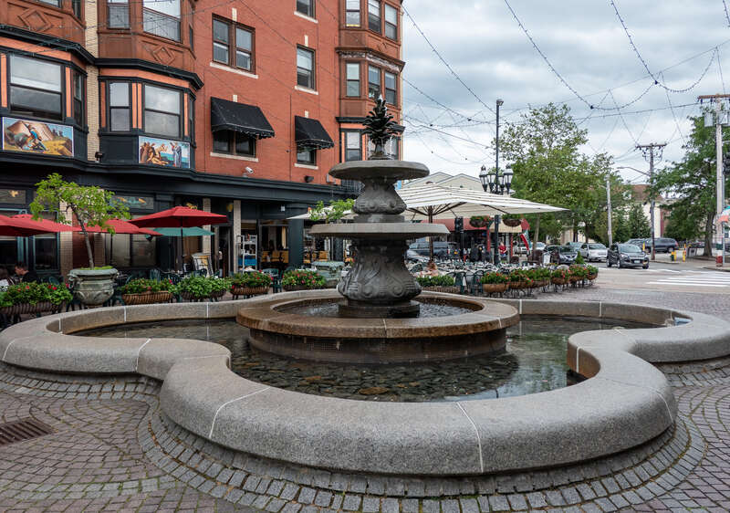 DePasquale Fountain, a Federal Hill landmark. Providence, RI