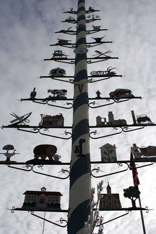 German totem pole. Called "der maibaum"  representing many of the trades in the town of Mt. Angel.