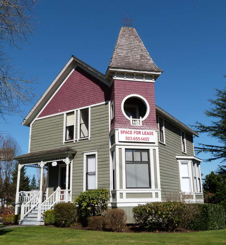 The historic Erwin Charles Hackett House (built 1893), located at 415 17th Street in Oregon City, Oregon, United States, is listed on the US National Register of Historic Places. As of the photo date, the house has been subdivided for professional
