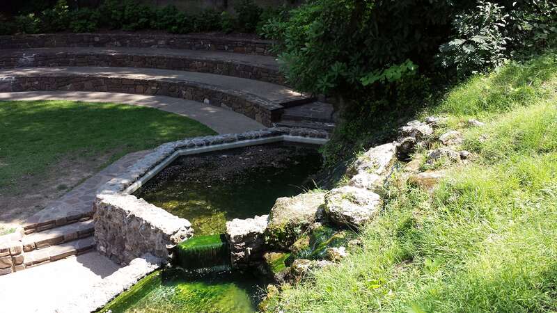 Pool of hot spring water in Hot Springs National Park