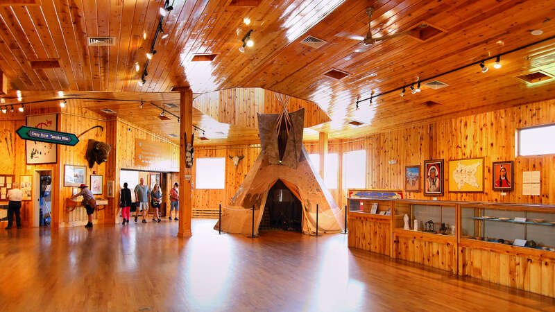 Interior of the museum at the Crazy Horse Memorial in Custer County, South Dakota, United States.
