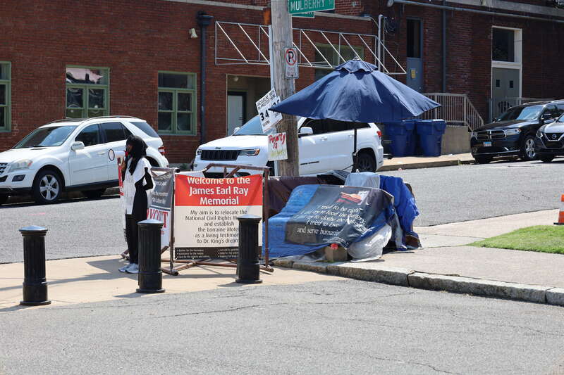 Jacqueline Smith protest at the National Civil Rights Museum in Memphis, Tennessee in 2022