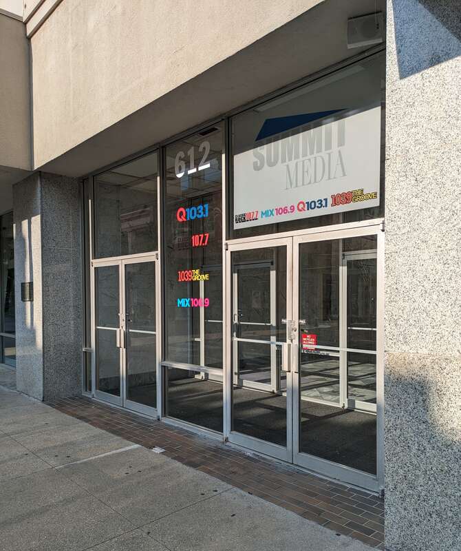 SummitMedia office at 612 S. 4th Street, Louisville, Kentucky, United States. Home to 103.9 The Groove, Q103.1, Mix 106.9, and Classic Rock 107.7.